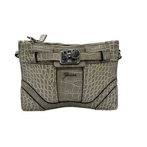Guess Gray Faux Croc Embossed Crossbody Bag